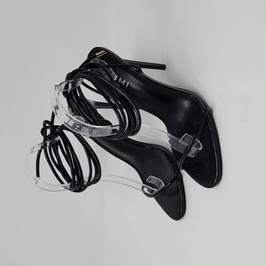 Summi London Patent Leather Lace Up Heel Black Size 9